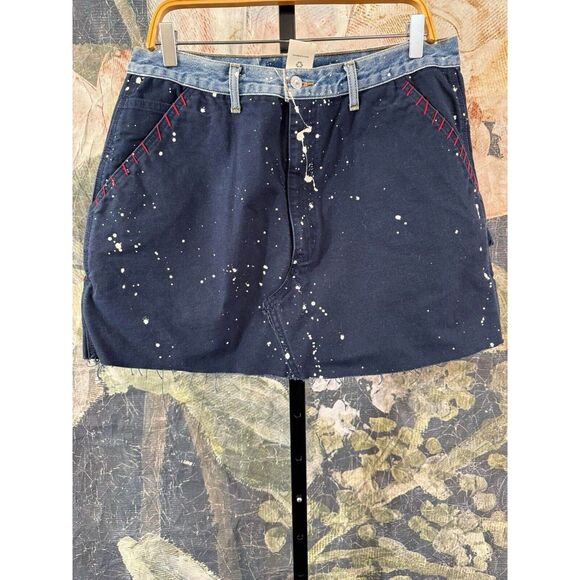 New Free People TRICIA FIX  Carhartt Mini Skirt - Navy Size Large - Picture 6 of 9